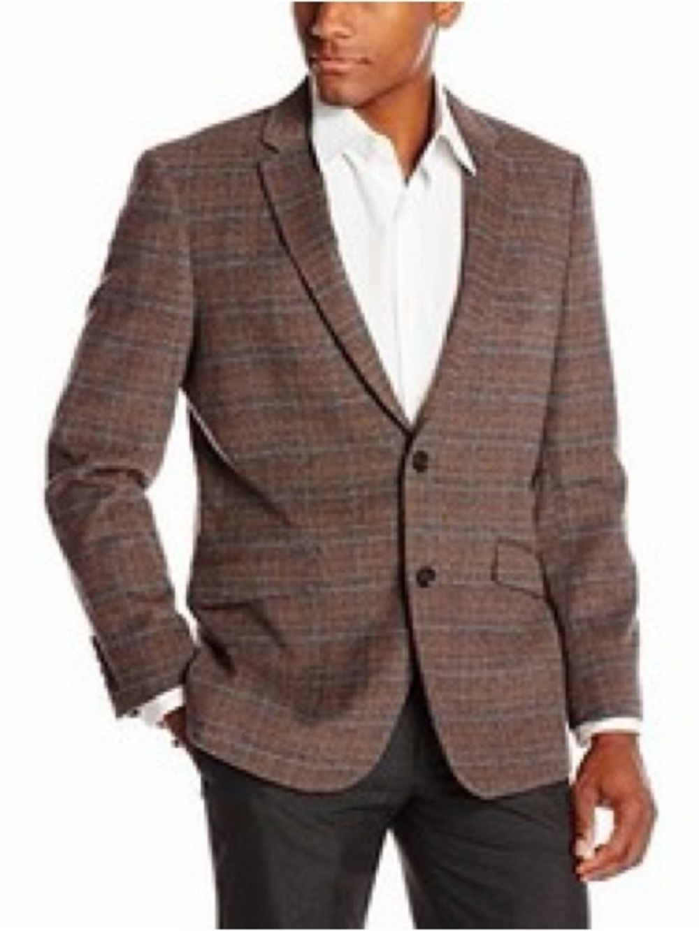 U.S. POLO ASSN Brown Plaid Wool Blnd Blazer 48L Heritage Preppy Houndstooth 0675
